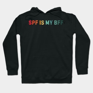 SPF Is My BFF Sunscreen Skincare Esthetician Funny Distressed Retro Sunset Hoodie